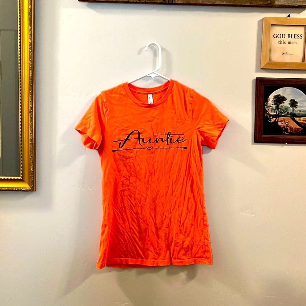 New, Women’s Short Sleeved T-Shirt, Coral, Auntie, Bella & Canvas, Size XL